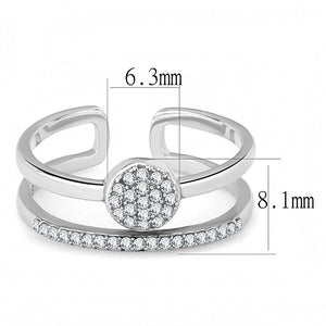 DA048 - High polished (no plating) Stainless Steel Ring with AAA Grade CZ  in Clear
