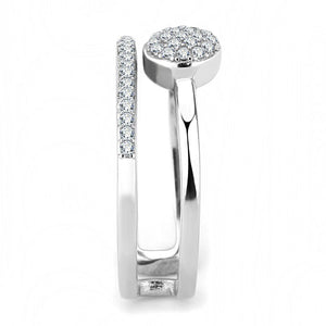 DA048 - High polished (no plating) Stainless Steel Ring with AAA Grade CZ  in Clear
