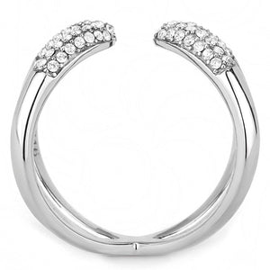 DA050 - High polished (no plating) Stainless Steel Ring with AAA Grade CZ  in Clear
