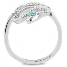 Load image into Gallery viewer, DA051 - High polished (no plating) Stainless Steel Ring with Top Grade Crystal  in Blue Zircon