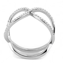 Load image into Gallery viewer, DA058 - High polished (no plating) Stainless Steel Ring with AAA Grade CZ  in Clear