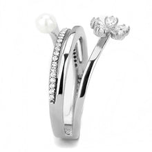 Load image into Gallery viewer, DA059 - High polished (no plating) Stainless Steel Ring with Synthetic Pearl in White