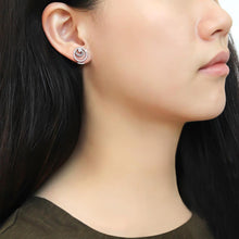 Load image into Gallery viewer, DA069 - High polished (no plating) Stainless Steel Earrings with AAA Grade CZ  in Clear