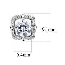 Load image into Gallery viewer, DA070 - High polished (no plating) Stainless Steel Earrings with AAA Grade CZ  in Clear