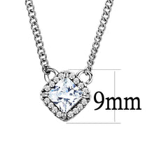 Load image into Gallery viewer, DA096 - High polished (no plating) Stainless Steel Chain Pendant with AAA Grade CZ  in Clear