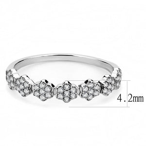 DA102 - High polished (no plating) Stainless Steel Ring with AAA Grade CZ  in Clear