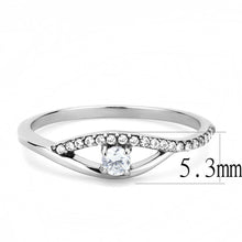Load image into Gallery viewer, DA108 - High polished (no plating) Stainless Steel Ring with AAA Grade CZ  in Clear