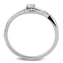 Load image into Gallery viewer, DA108 - High polished (no plating) Stainless Steel Ring with AAA Grade CZ  in Clear