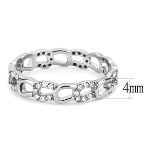 DA111 - High polished (no plating) Stainless Steel Ring with AAA Grade CZ  in Clear