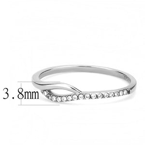 DA113 - High polished (no plating) Stainless Steel Ring with AAA Grade CZ  in Clear