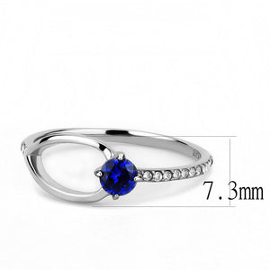 DA121 - High polished (no plating) Stainless Steel Ring with AAA Grade CZ  in London Blue