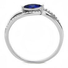 Load image into Gallery viewer, DA122 - High polished (no plating) Stainless Steel Ring with AAA Grade CZ  in London Blue