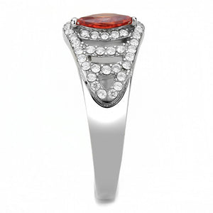 DA123 - High polished (no plating) Stainless Steel Ring with AAA Grade CZ  in Orange