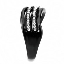Load image into Gallery viewer, DA126 - IP Black(Ion Plating) Stainless Steel Ring with AAA Grade CZ  in Clear