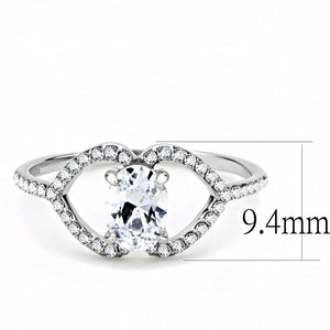 DA137 - High polished (no plating) Stainless Steel Ring with AAA Grade CZ  in Clear