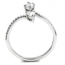 Load image into Gallery viewer, DA138 - High polished (no plating) Stainless Steel Ring with AAA Grade CZ  in Clear