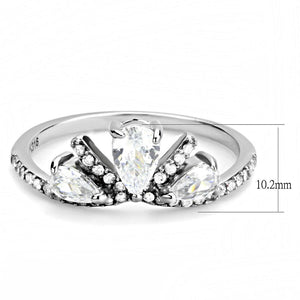 DA140 - High polished (no plating) Stainless Steel Ring with AAA Grade CZ  in Clear