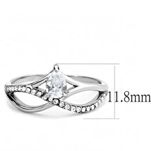 Load image into Gallery viewer, DA149 - High polished (no plating) Stainless Steel Ring with AAA Grade CZ  in Clear