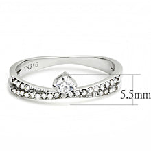 Load image into Gallery viewer, DA153 - High polished (no plating) Stainless Steel Ring with AAA Grade CZ  in Clear