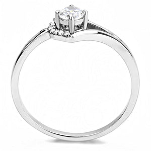 DA165 - High polished (no plating) Stainless Steel Ring with AAA Grade CZ  in Clear