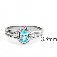 Load image into Gallery viewer, DA166 - High polished (no plating) Stainless Steel Ring with AAA Grade CZ  in Sea Blue