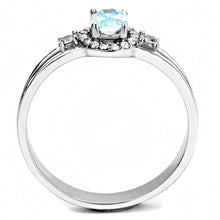 Load image into Gallery viewer, DA166 - High polished (no plating) Stainless Steel Ring with AAA Grade CZ  in Sea Blue