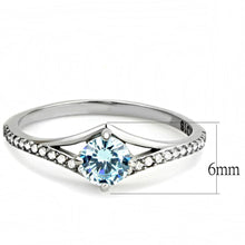 Load image into Gallery viewer, DA167 - High polished (no plating) Stainless Steel Ring with AAA Grade CZ  in Sea Blue