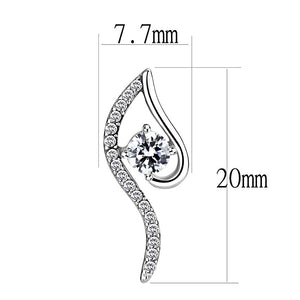 DA177 - High polished (no plating) Stainless Steel Earrings with AAA Grade CZ  in Clear