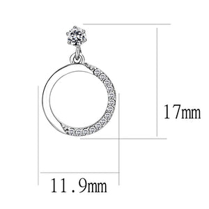 DA180 - High polished (no plating) Stainless Steel Earrings with AAA Grade CZ  in Clear