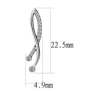 DA184 - High polished (no plating) Stainless Steel Earrings with AAA Grade CZ  in Clear