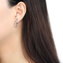 Load image into Gallery viewer, DA187 - High polished (no plating) Stainless Steel Earrings with AAA Grade CZ  in Clear