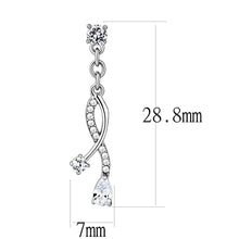 Load image into Gallery viewer, DA190 - High polished (no plating) Stainless Steel Earrings with AAA Grade CZ  in Clear