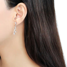 Load image into Gallery viewer, DA190 - High polished (no plating) Stainless Steel Earrings with AAA Grade CZ  in Clear