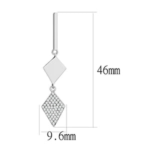 DA194 - High polished (no plating) Stainless Steel Earrings with AAA Grade CZ  in Clear