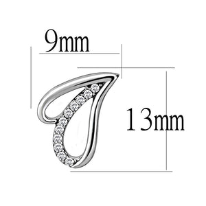 DA195 - High polished (no plating) Stainless Steel Earrings with AAA Grade CZ  in Clear