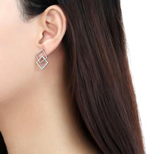 Load image into Gallery viewer, DA201 - High polished (no plating) Stainless Steel Earrings with AAA Grade CZ  in Clear