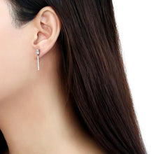 Load image into Gallery viewer, DA202 - High polished (no plating) Stainless Steel Earrings with AAA Grade CZ  in Clear