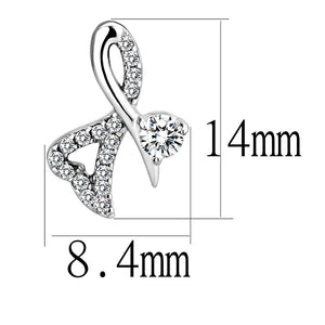 DA204 - High polished (no plating) Stainless Steel Earrings with AAA Grade CZ  in Clear
