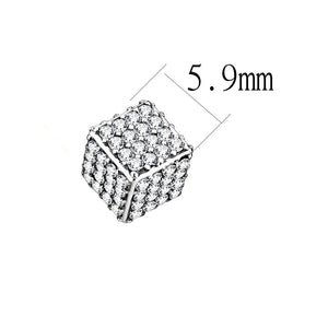 DA213 - High polished (no plating) Stainless Steel Earrings with AAA Grade CZ  in Clear
