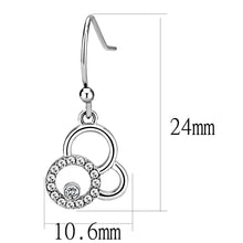 Load image into Gallery viewer, DA215 - High polished (no plating) Stainless Steel Earrings with AAA Grade CZ  in Clear