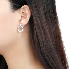 Load image into Gallery viewer, DA217 - High polished (no plating) Stainless Steel Earrings with AAA Grade CZ  in Clear
