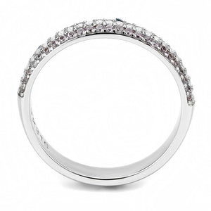DA232 - High polished (no plating) Stainless Steel Ring with AAA Grade CZ  in Multi Color
