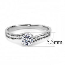 Load image into Gallery viewer, DA233 - High polished (no plating) Stainless Steel Ring with AAA Grade CZ  in Clear