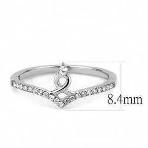 DA237 - High polished (no plating) Stainless Steel Ring with AAA Grade CZ  in Clear