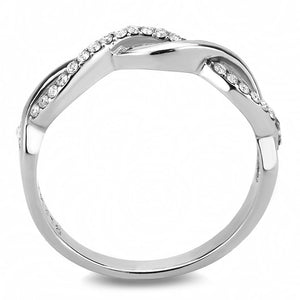 DA243 - High polished (no plating) Stainless Steel Ring with AAA Grade CZ  in Clear