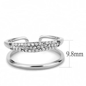 DA247 - High polished (no plating) Stainless Steel Ring with AAA Grade CZ  in Clear