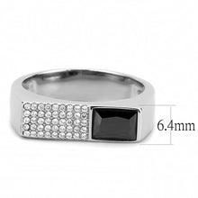 Load image into Gallery viewer, DA252 - High polished (no plating) Stainless Steel Ring with AAA Grade CZ  in Black Diamond