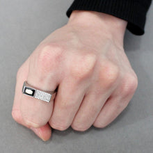 Load image into Gallery viewer, DA252 - High polished (no plating) Stainless Steel Ring with AAA Grade CZ  in Black Diamond