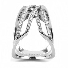 Load image into Gallery viewer, DA255 - High polished (no plating) Stainless Steel Ring with AAA Grade CZ  in Clear