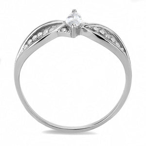 DA262 - High polished (no plating) Stainless Steel Ring with AAA Grade CZ  in Clear